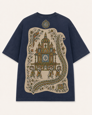 Royal Procession Vintage Wash Oversized T-Shirt – Navy Blue
