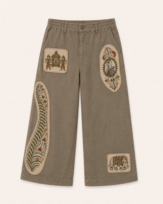 Dastkaar Heritage Patchwork Trousers – Washed Khaki