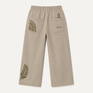 Dastkaar Tile Tapestry Wide-Leg Trousers – Taupe